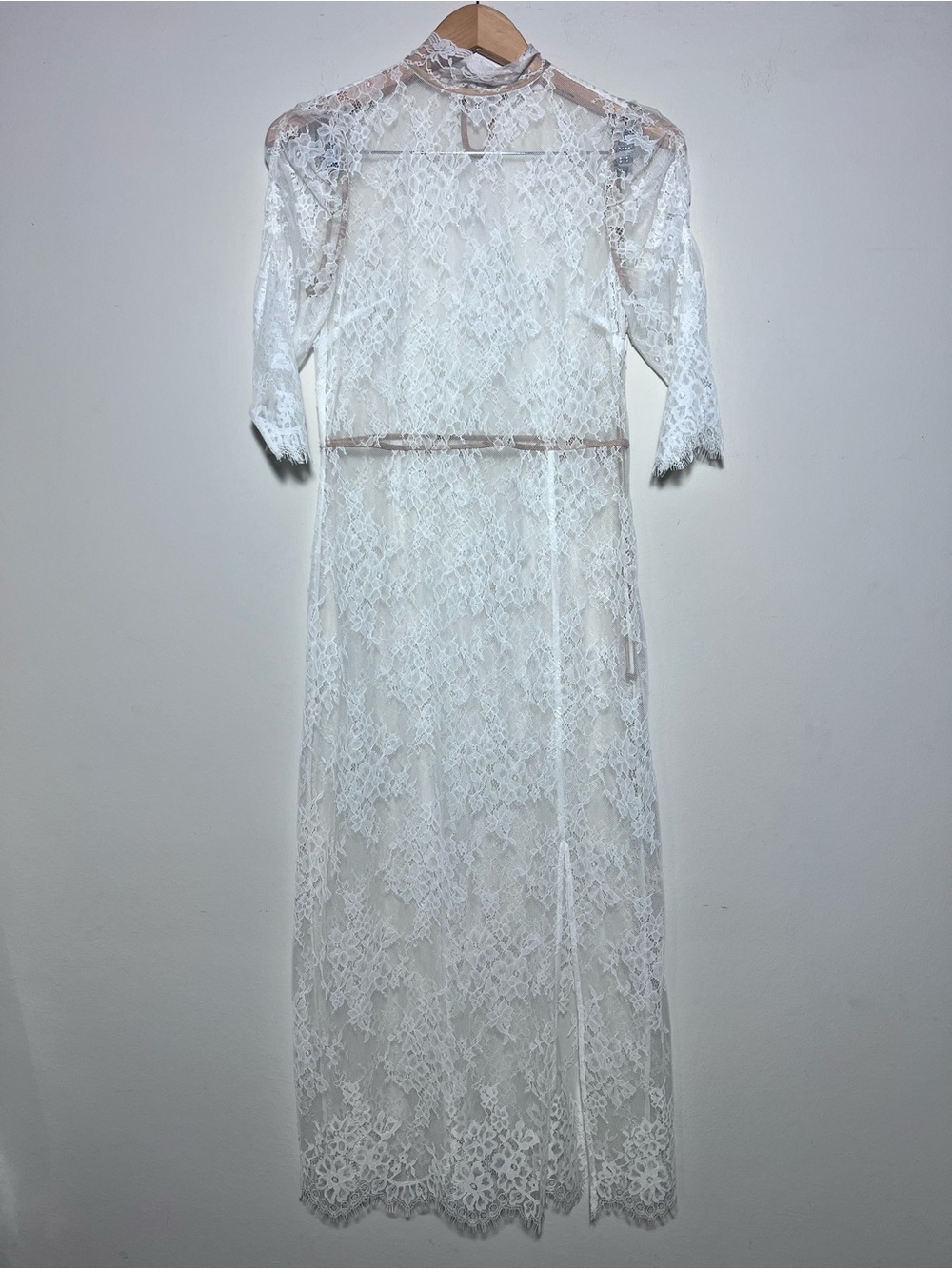 NWOT Song of Style White Sheer Lace Layer Dress High Neck 3/4 Sleeve Boho Small